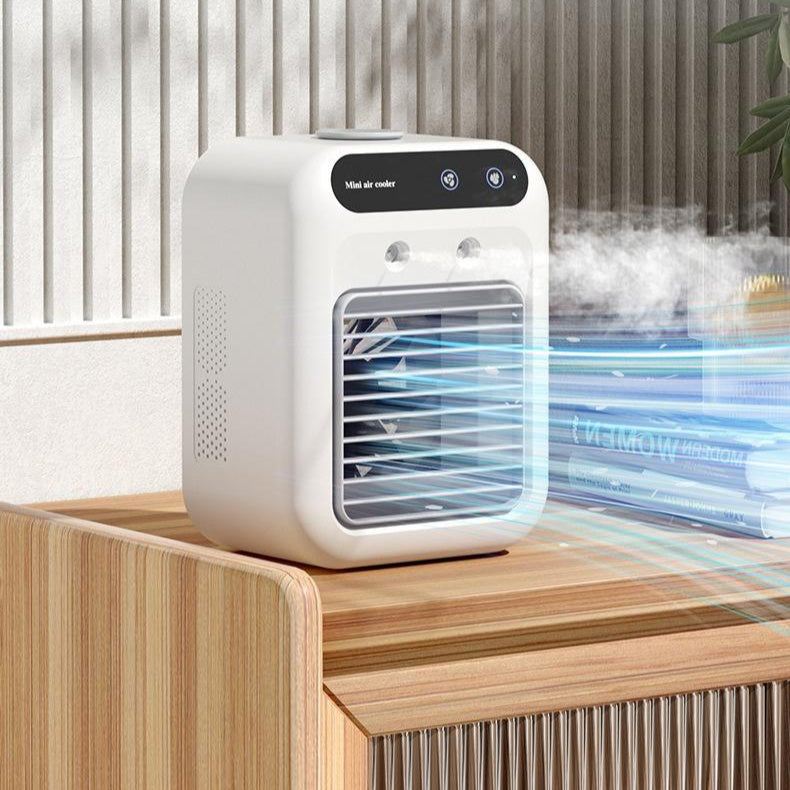 Portable ivory white USB air cooler fan with touchscreen and water cooling for room and office use