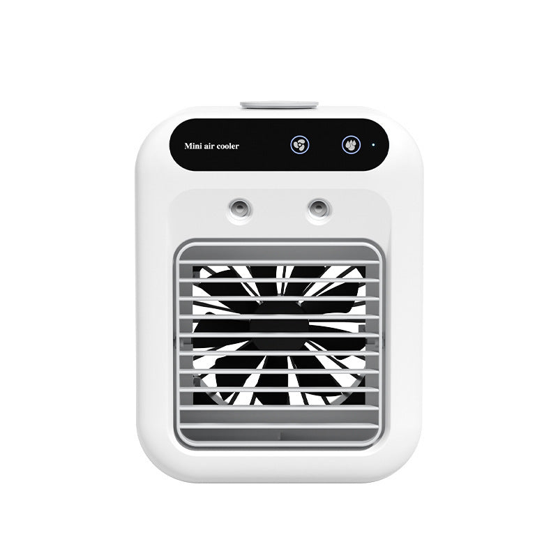 Portable ivory white USB air cooler fan with touchscreen and water cooling for room and office use