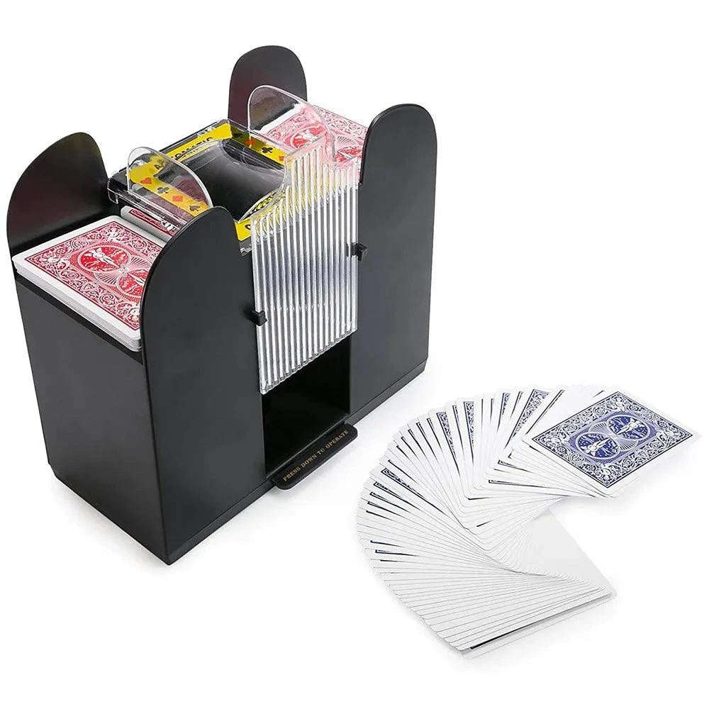 Automatic card shuffler device shuffling playing cards for game night