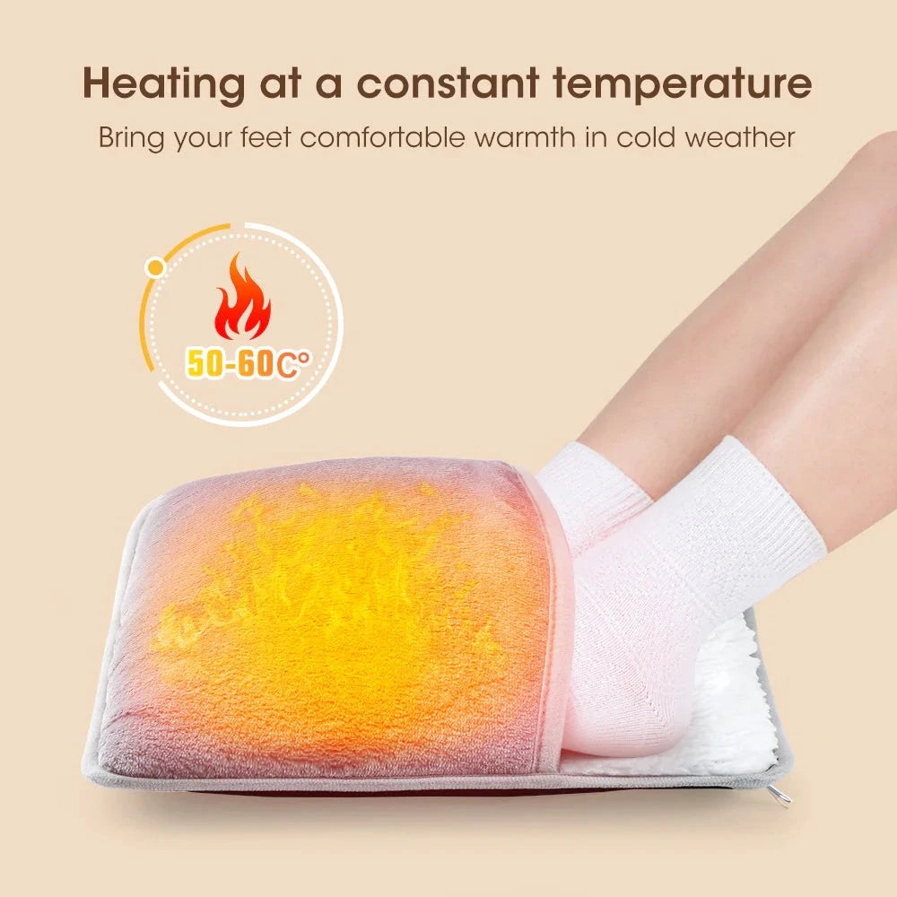 Electric Foot Heating Pad with adjustable temperature and plush fabric for soothing foot pain and warmth
