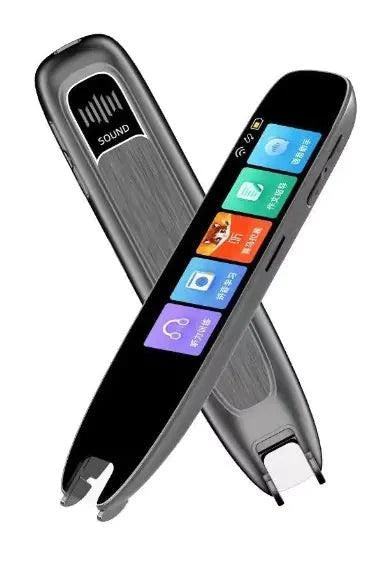 Talking Pen Scan Dictionary Translator device scanning and translating text with LCD touch screen display