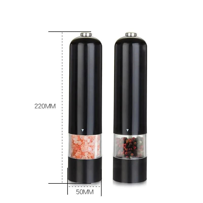 German Myle Mai Ruisi Electric Salt–Pepper Grinder with transparent acrylic body and push-button operation