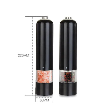 German Myle Mai Ruisi Electric Salt–Pepper Grinder with transparent acrylic body and push-button operation