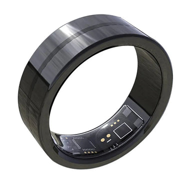 Smart Waterproof Bluetooth Sports Health Ring displaying health metrics on finger