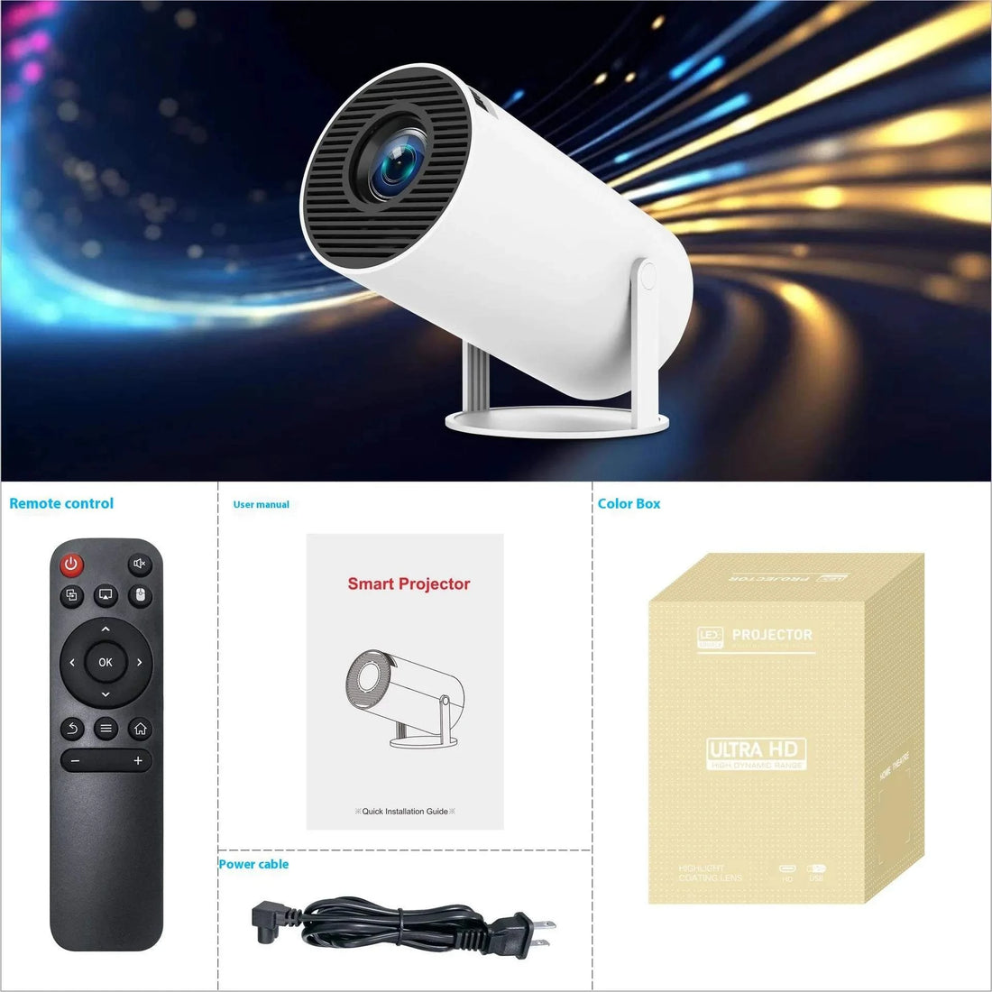 HY300 Pro Projector compact portable home theater entertainment device