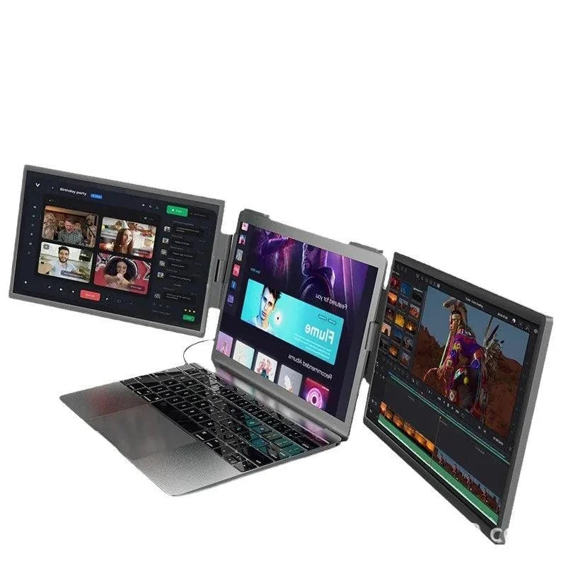 Dual Monitor Laptop Docking Station with 14-inch IPS screen, USB and HDMI ports, ideal for office use