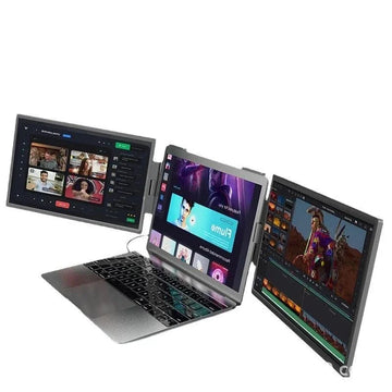 Dual Monitor Laptop Docking Station with 14-inch IPS screen, USB and HDMI ports, ideal for office use