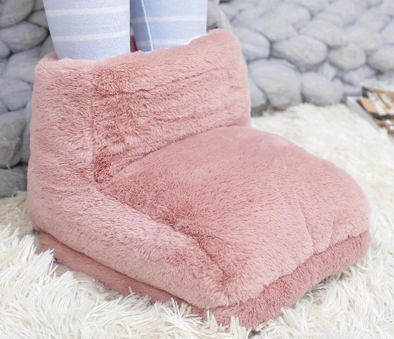 USB-charging furry foot warmer with plush fur design for cozy winter warmth